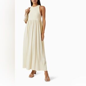 Ninety Percent Sara 100% Organic Cotton Elegant Cream Sleeveless Maxi Dress XS
